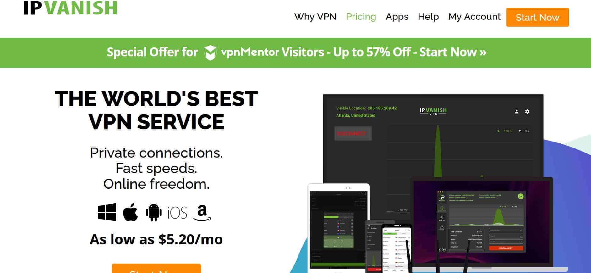 IPvanish homepage
